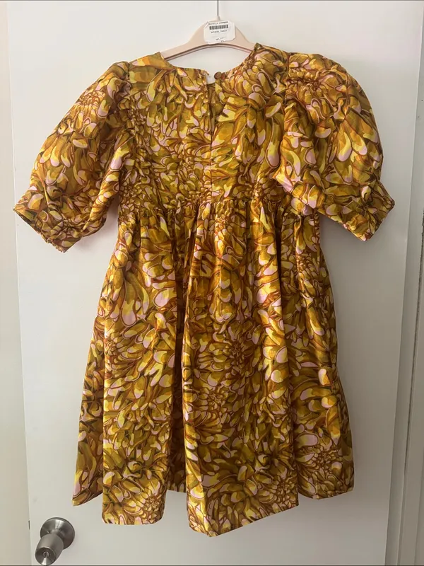 Kika Vargas for Target Women’s Puff-Sleeve Floral Print Dress in Mustard Yellow - Image 6