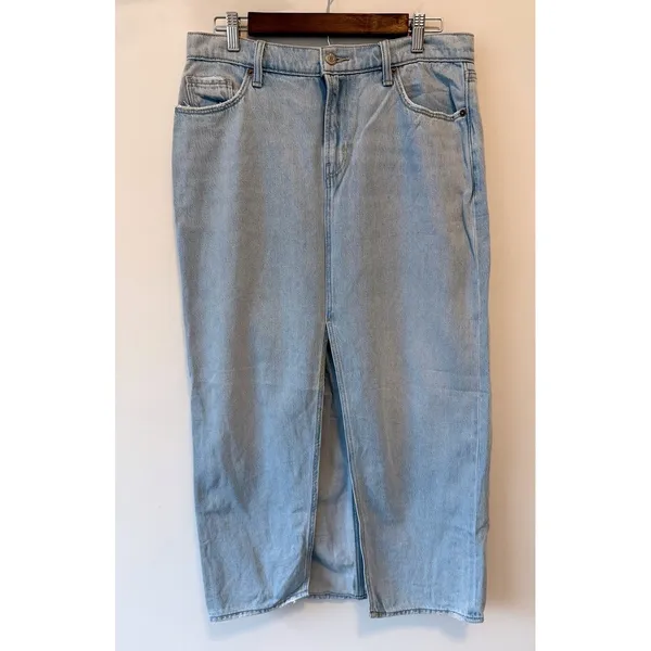 Old Navy Women's Maria Mid Rise Column Front Slit Denim Midi Skirt Size‎ 8 - Image 2