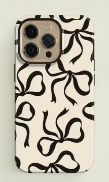 Black Bow Cream Color Mobile iPhone 13 Case White - Image 2