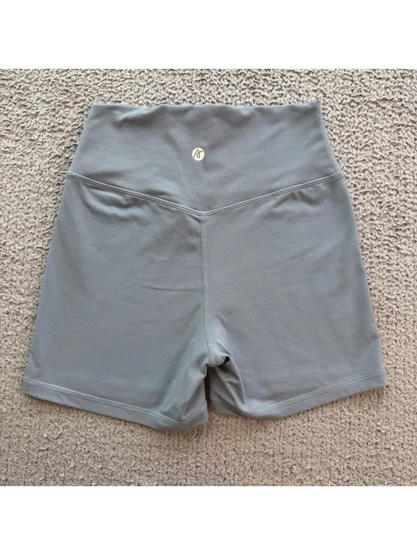 AYBL High Waisted Biker Shorts Gray Blue Womens Small Activewear Gym Compression - Image 2