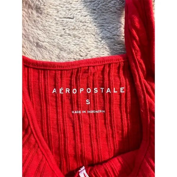 Aeropostale Women's Red Ribbed Knit Sleeveless Tank Top Standard Size S - Image 4