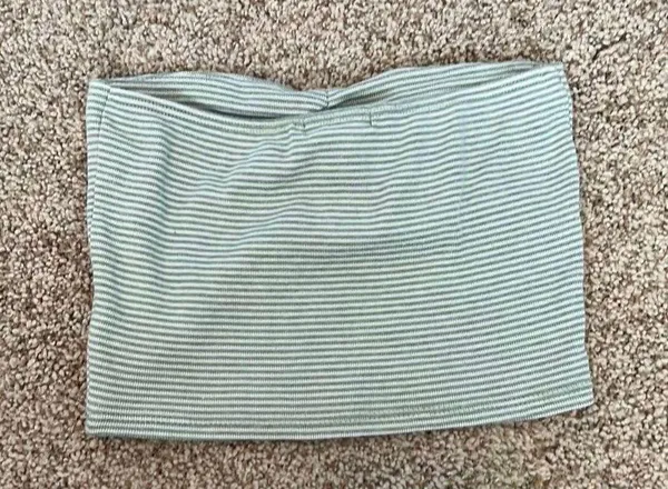 Full Tilt Green and White Striped Tube Top - Image 2