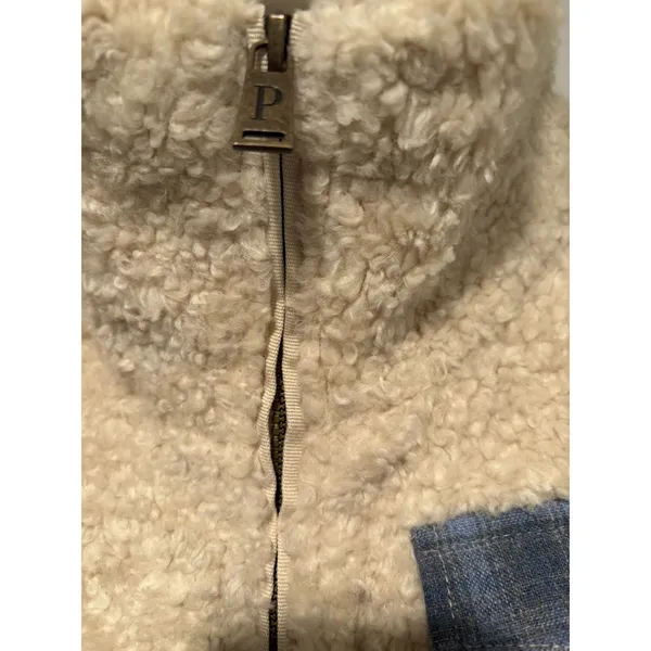 Pendleton Western Sherpa Jacket‎ Womens Medium Ivory Wool Lined Zip Fleece Coat - Image 6