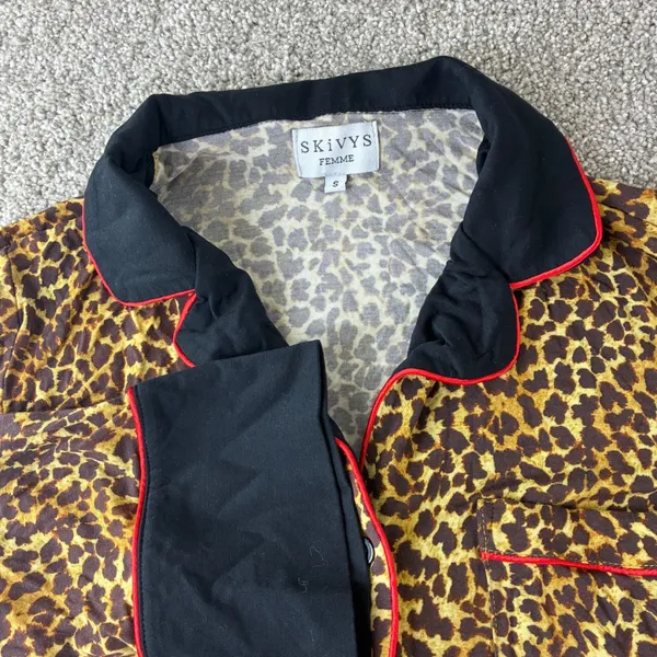 Skivys‎ Femme Leopard Print Pajama Set Womens Small Sleepwear Loungewear - Image 2