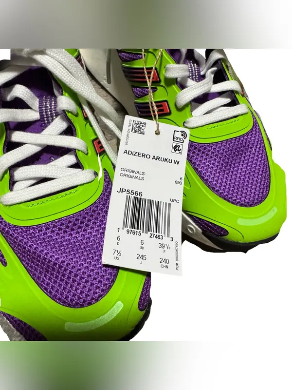 adidas Adizero Aruku Lace Up Women's 7.5 Green Purple Sneakers Athletic JP556 NW - Image 5