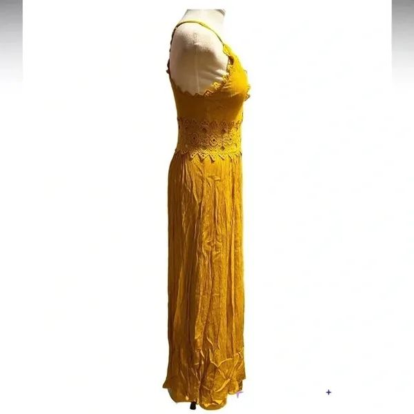 Lulu's Small This Love Mustard Yellow Lace Maxi Dress Size S - Image 7