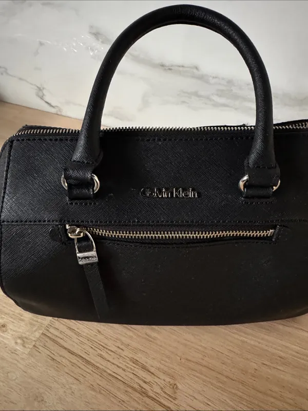 Calvin Klein Black Structured Satchel with Top Handles EUC - Image 4