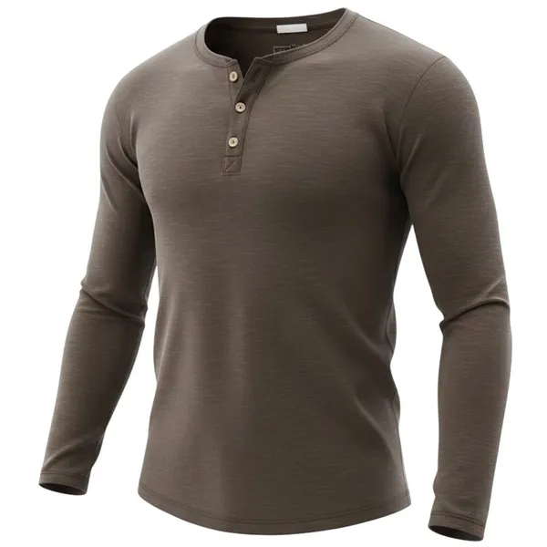 CITIZENS OF HUMANITY Brown Long Sleeve Cotton Henley ~ Women's Size XL - Image 3