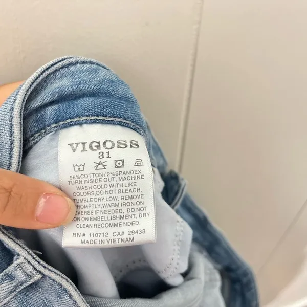 Vigoss Thompson Tomboy Boyfriend Jeans Womens 31 Distressed Light Wash - Image 9