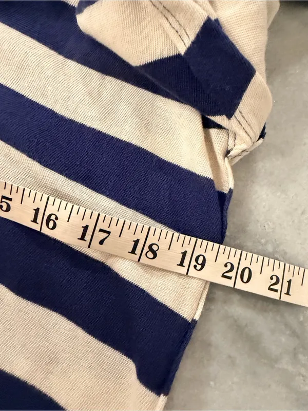 NWOT Free People We The Free Size XL Blue Cream Striped Thermal Knit V Neck Top - Image 8