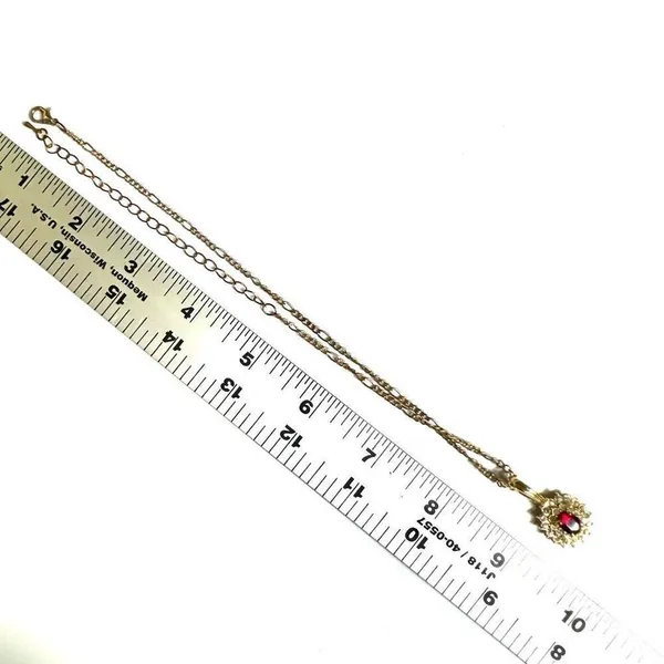 Gold Tone Red and Clear Rhinestones choker Pendant Necklace - Image 9