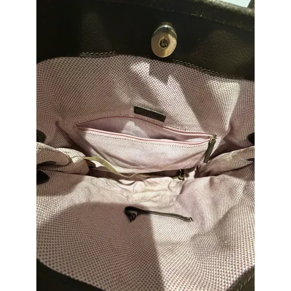 Dooney & Bourke June Brown Pebbled Leather Double Pocket Cinch Shoulder Purse M - Image 12