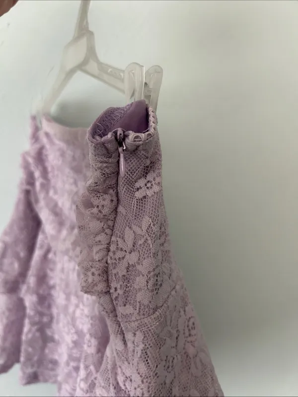 Lavender Lilac Lace Ruched Ruffle Skort Purple Size M - Image 4