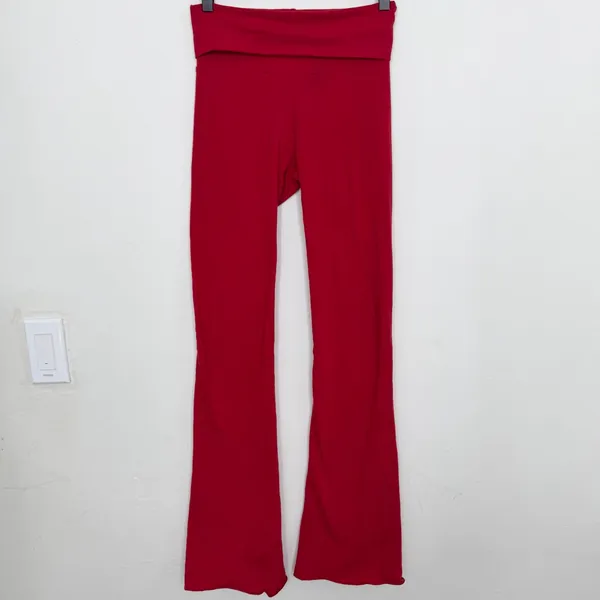 Skims Cotton Jersey Long Sleeve T-Shirt & Foldover Pants Outfit Set Red Size XS - Image 6