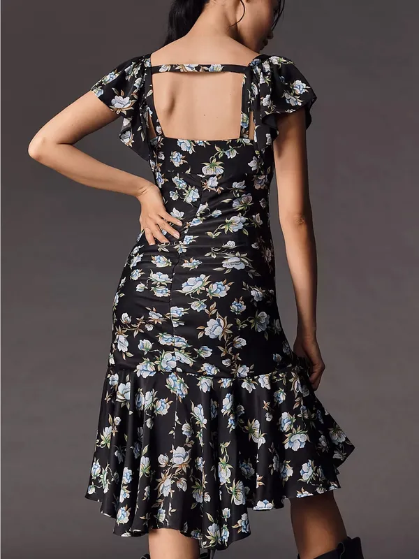 Anthropologie Black Floral Sweetheart Neckline Dress- NWT - Image 2