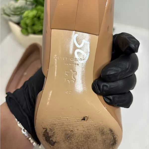 Kurt Geiger London Nude Patent Leather Pointed Toe Kitten Heels Women’s Size 7 - Image 6
