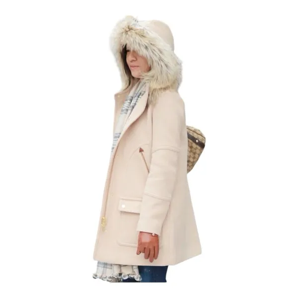 J. Crew Chateau Parka Italian Stadium Cloth Wool Coat Hooded Size 2T Tall‎ Beige - Image 2