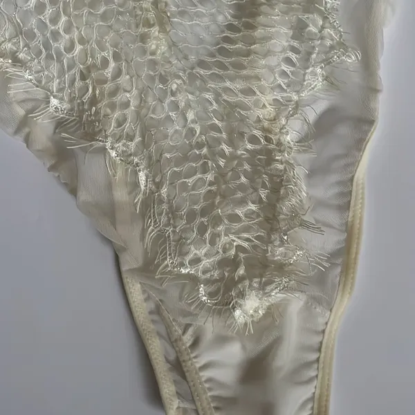 Ivory Lace Lingerie Bodice with Mesh Back Women's M - Image 6