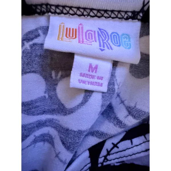 LuLaRoe Gigi Top Women Medium Black White Jack Skellington Nightmare Before Xmas - Image 3