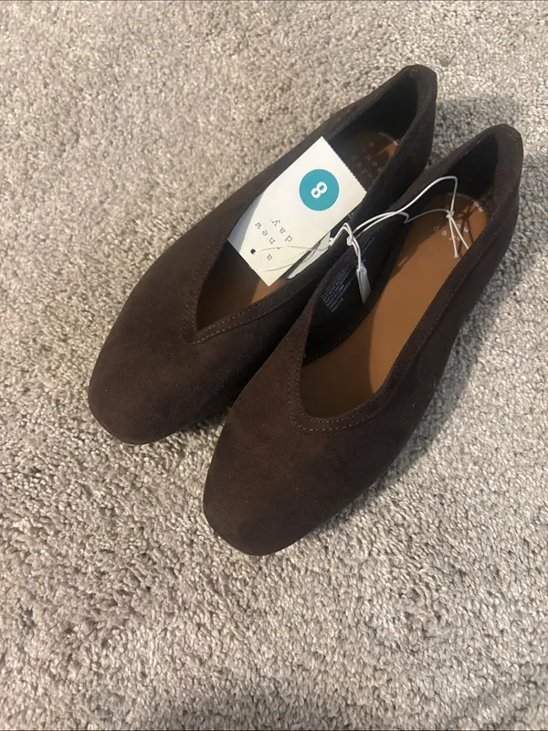 Ardene Dark Brown Suede Slip-On Ballet Flats - Image 3