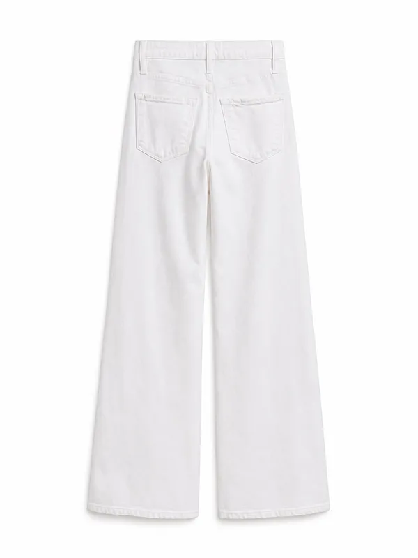 FRAME Denim Women’s 24 White High Rise Wide Leg Flare Jeans Made USA Barneys - Image 3