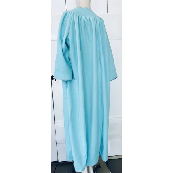 Vintage‎ Evelyn Pearson Womens Blue Teal Robe 70s Loungewear Nightgown Housecoat - Image 3