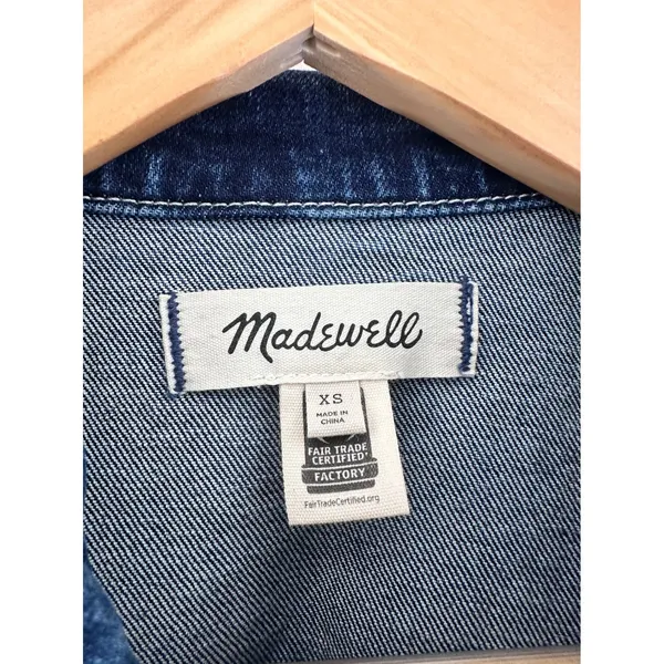 Madewell Denim Vest Dark Wash Button Front Jean XS Western Festival Concert - Image 3