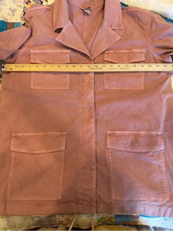 Duluth Trading Utility Field Jacket L Pink Cotton Stretch 4 Pocket Workwear - Image 4