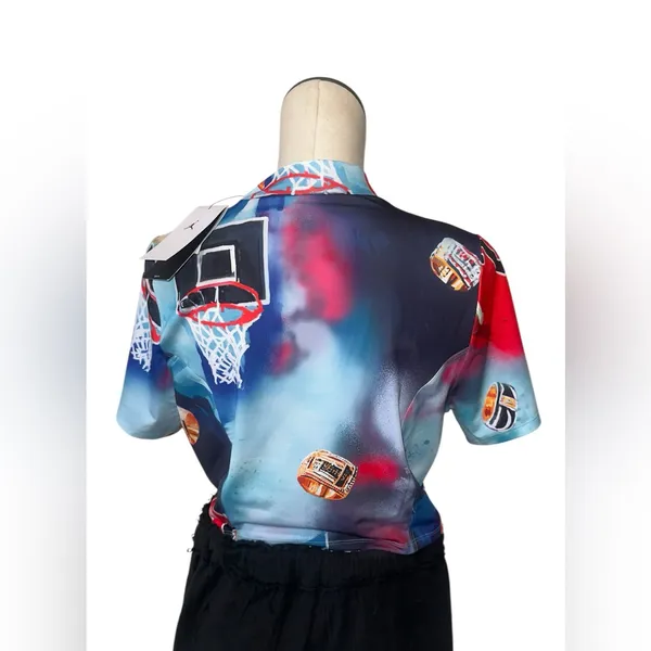 NWT Jordan Printed Mock Neck Crop Top X-Large, WHITE - Image 8