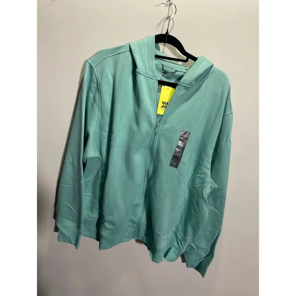 All‎ in Motion Cotton Fleece Full Zip Hoodie Mint Teal Green XL New Athletic - Image 2