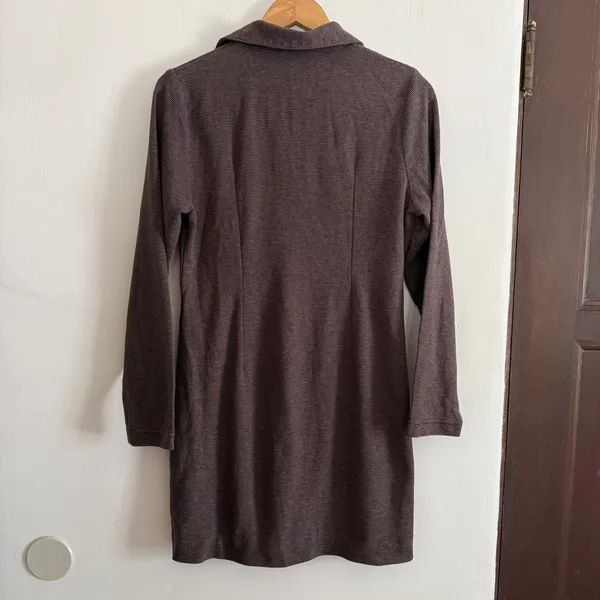 J. PETERMAN | Women's brown and Black Long sleeve Polo Shirt Dress | Small - Image 2