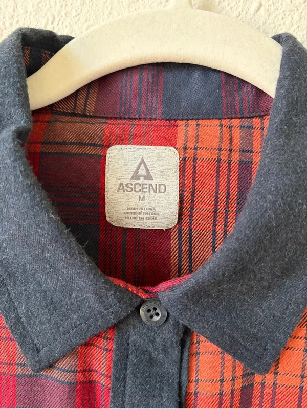 Ascend Flannel Patchwork Button Up Shirt Size Medium Western Outdoors Unisex Blue - Image 3