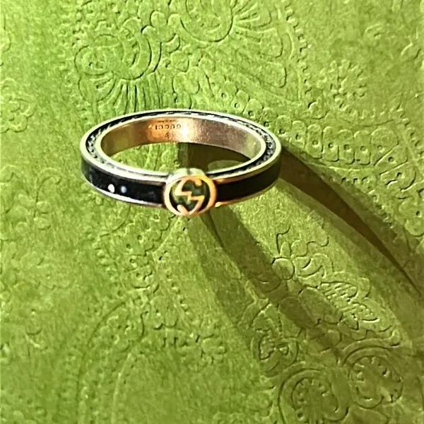 Gucci Interlocking G Enamel Ring Black Ag925 - Image 2
