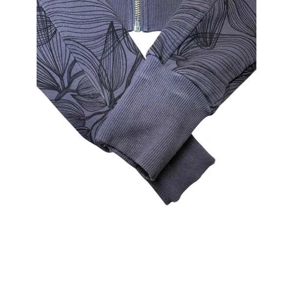 Buff Bunny Collection Cropped Zip Up Hoodie Charcoal Leaf Print Athleisure‎ M - Image 13