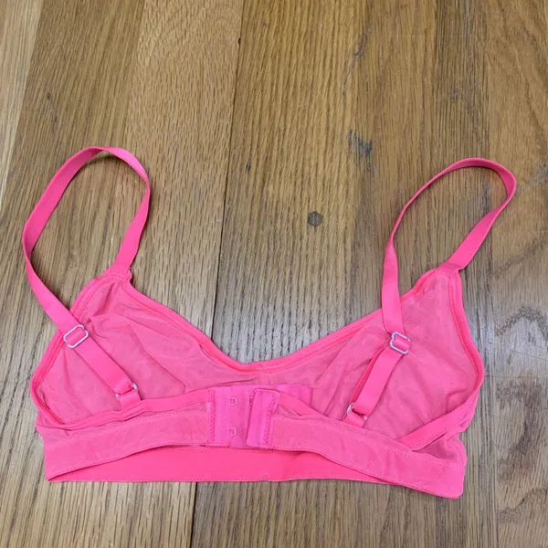 Aerie SMOOTHEZ Mesh Bralette Neon Pink Sheer Unlined Triangle‎ Bra Size XS - Image 2