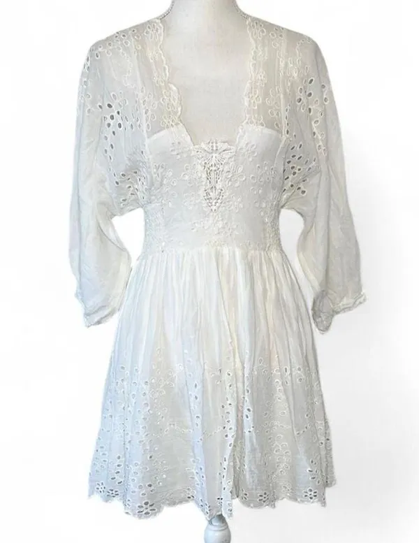 Free People White Eyelet Lottie Dress - Image 9