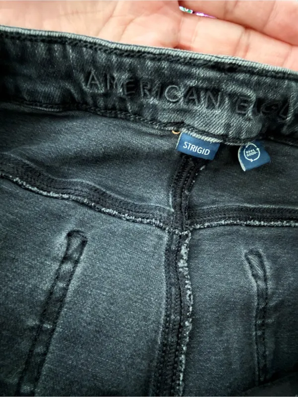 American Eagle Outfitters Straight Leg Distressed Black Jeans - Image 3