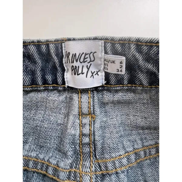 Princess‎ Polly High Waisted Straight Leg Distressed Knee Rip Jeans Light Wash 2 - Image 3
