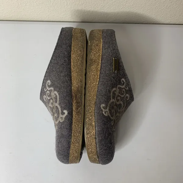 Haflinger Clog Slippers Slip On Gray Embroidered Pattern Women’s Sz 37 US 6 - Image 5
