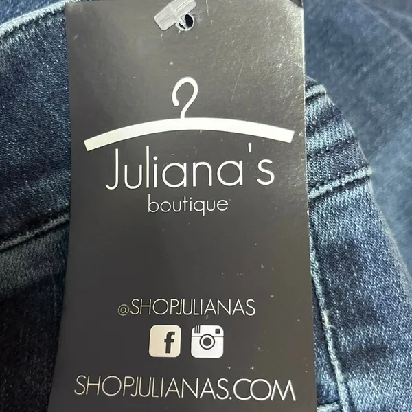 New Julianas Boutique Blue Denim High Rise Rhinestone Fringe Trim Skinny Jeans M - Image 6