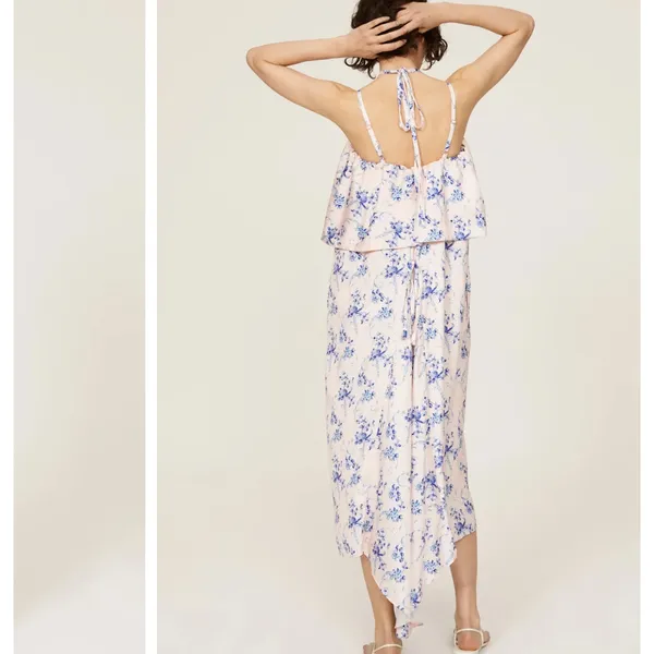 Osman Yousefzada Pink Floral Halter Midi Dress XS Party Vacation Designer $300 - Image 2