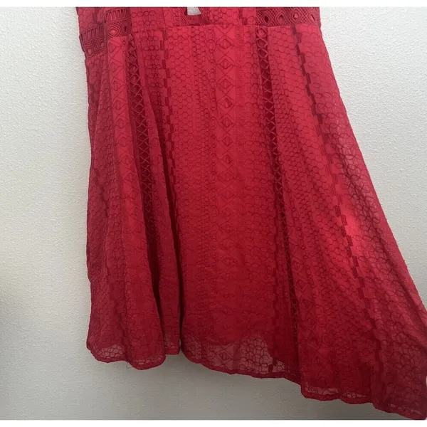 Free People Wherever You Go Red Mini Dress Halter Cutout Boho Festival Flowy 12 - Image 4