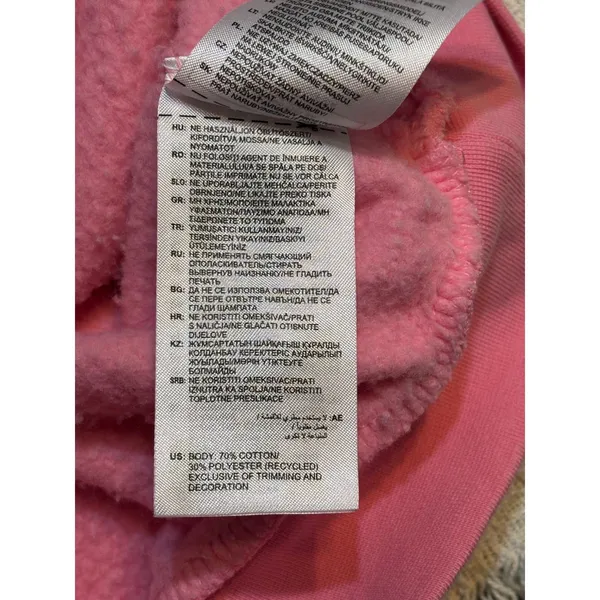 Adidas Pink Fleece Hoodie Sweatshirt Logo Graphic Pullover Womens 2X - Image 10