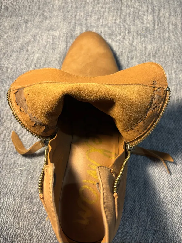 Sam Edelman Cognac Suede Ankle Boot with Side Zip - Image 9