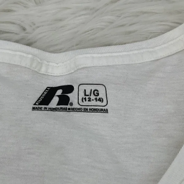 Russell Athletic NEW T-Shirt IOWA University "Go Hawkeyes"Women's Large White Black - Image 3