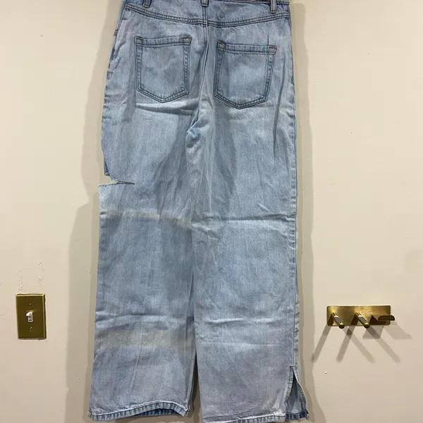 J.ING Faded Blue Denim Wide Leg Jeans - Image 3