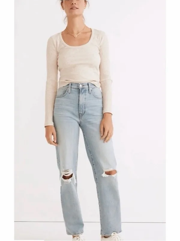 Madewell The‎ Perfect Vintage Straight Jean in Distressed Blue Size 24 - Image 2
