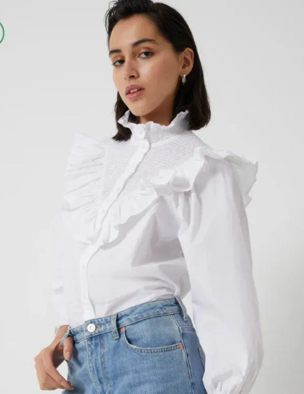 NWT French Connection Organic Cotton Rhodes Poplin Smock Top Blouse - Image 3