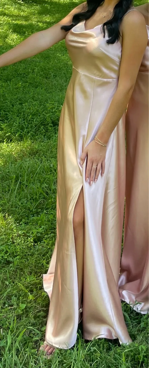 Birdy Grey Lisa Bridesmaid Dress Shiny Satin Rose Gold - Image 4