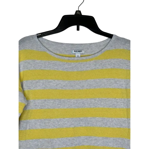 Old Navy Women's Sweater Striped Long Sleeve Lightweight Gray/Yellow Sz.‎ Medium - Image 2
